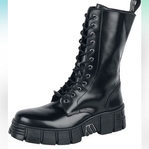 New Rock GOTH Mid-Calf Leather Combat Tower Boots - 39